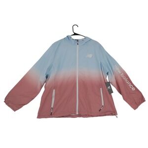 New Balance Women Colorblock Ombre Hooded Windbreaker Jacket Size 3X